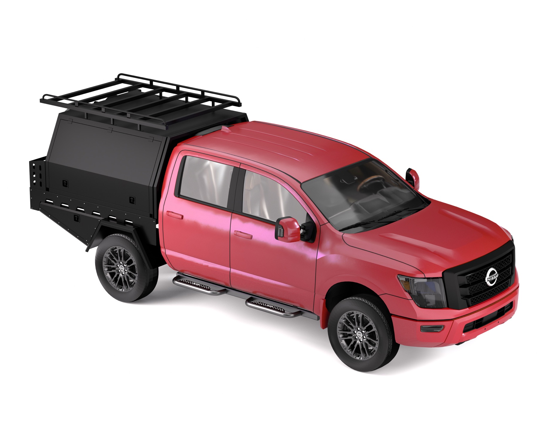 Modular vehicle rack system mounted on a pickup truck